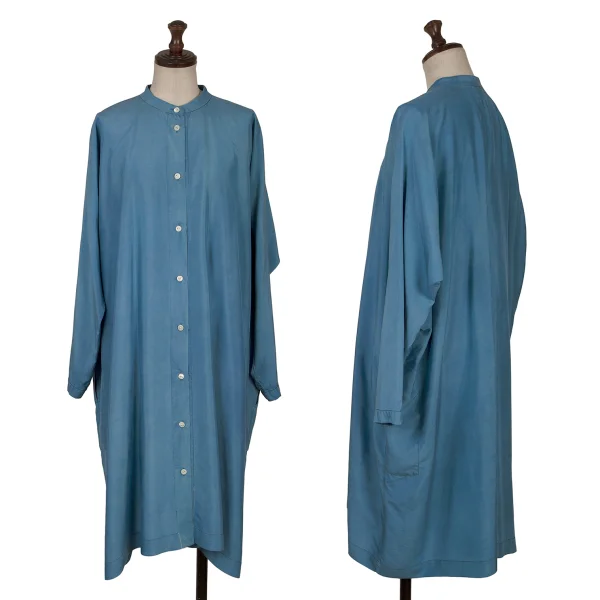ARTS&SCIENCE Dyed Silk Band Collar Shirt Dress Blue 1 K-171292_001