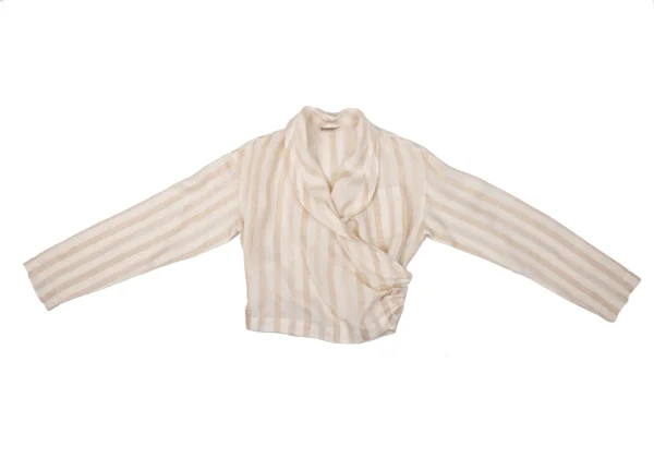 ROMEO GIGLI Stripe Linen Cache-coeur Blouse K-171293_002