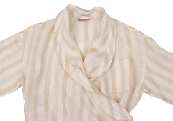 ROMEO GIGLI Stripe Linen Cache-coeur Blouse K-171293_003