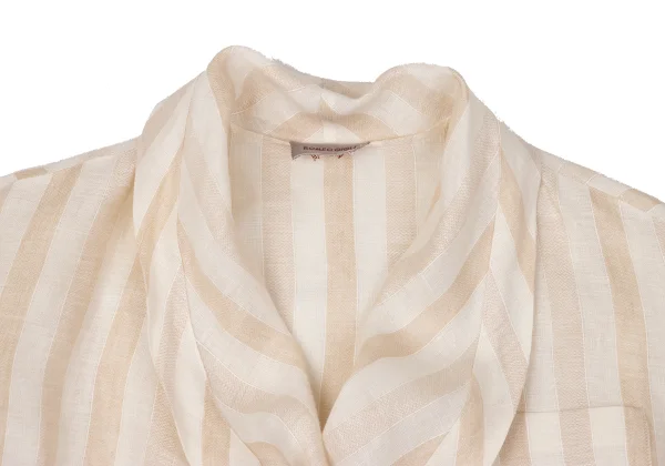 ROMEO GIGLI Stripe Linen Cache-coeur Blouse K-171293_004