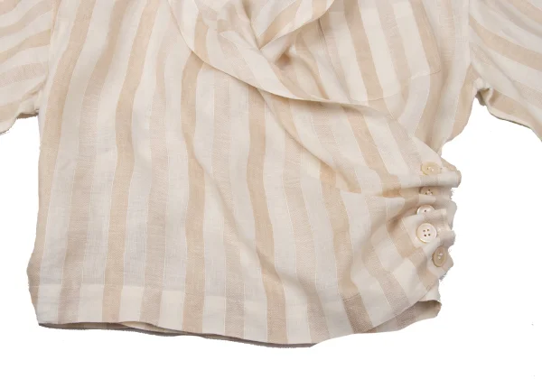 ROMEO GIGLI Stripe Linen Cache-coeur Blouse K-171293_008