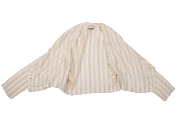 ROMEO GIGLI Stripe Linen Cache-coeur Blouse K-171293_011