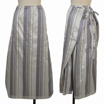 Y's Poly Silk Stripe Wrap Skirt
