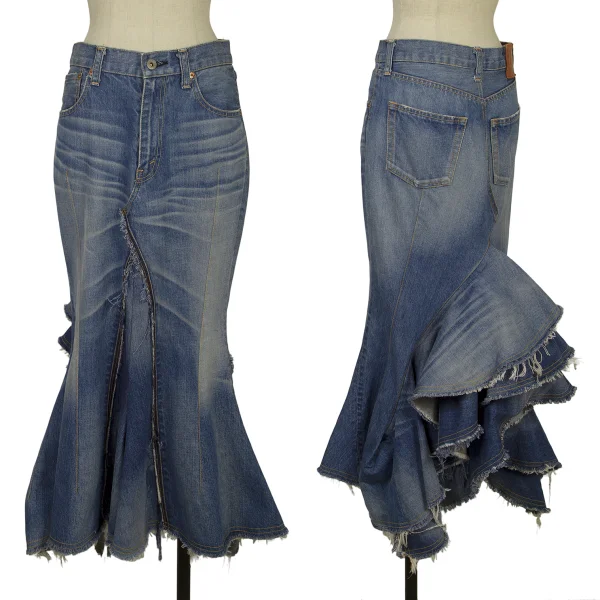 JUNYA WATANABE COMME des GARCONS Reconstructed Denim Skirt  Indigo S-M K-171296_001