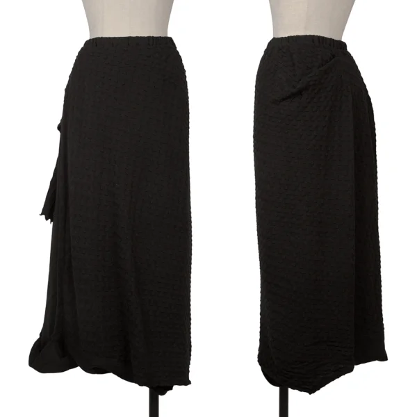 zucca Acrylic Wool Layered Design Asymmetrical Skirt Black M K-171309_001