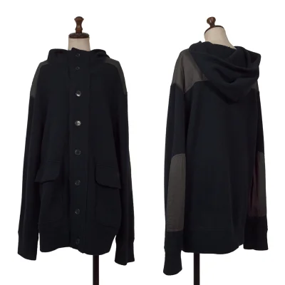 CABANE de ZUCCA Wool Blend Switching Hooded Knit Jacket