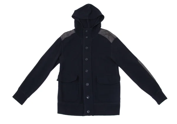CABANE de ZUCCA Wool Blend Switching Hooded Knit Jacket K-171310_002