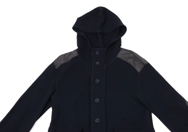 CABANE de ZUCCA Wool Blend Switching Hooded Knit Jacket K-171310_003