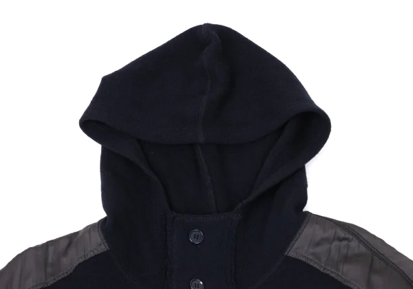 CABANE de ZUCCA Wool Blend Switching Hooded Knit Jacket K-171310_004