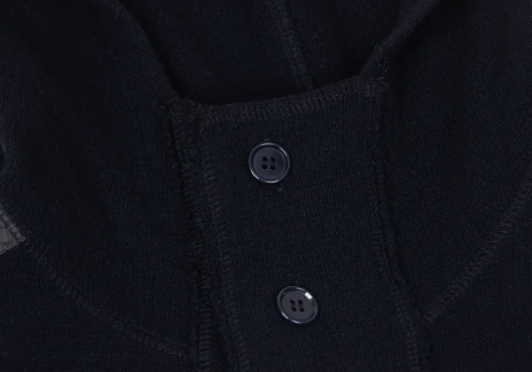 CABANE de ZUCCA Wool Blend Switching Hooded Knit Jacket K-171310_005