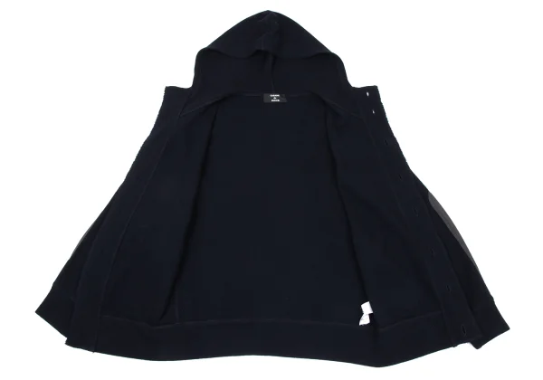 CABANE de ZUCCA Wool Blend Switching Hooded Knit Jacket K-171310_010