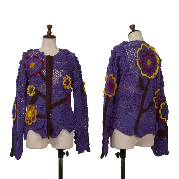 TSUMORI CHISATO Floral Knit Cardigan Purple M K-171312_001