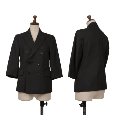 BLACK COMME des GARCONS Wool Peaked Lapel Double-breasted Jacket