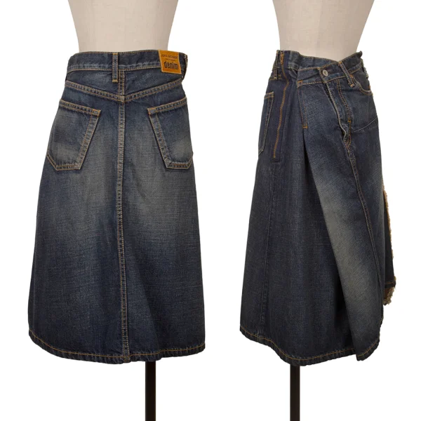 JUNYA WATANABE COMME des GARCONS Side Cut-off Reconstructed Denim Skirt  Indigo L K-171318_001