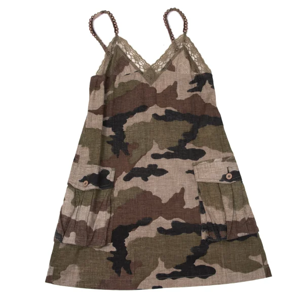 JUNYA WATANABE MAN PINK Lace Switching Camouflage Pearl Shoulder Cami Top K-171319_002