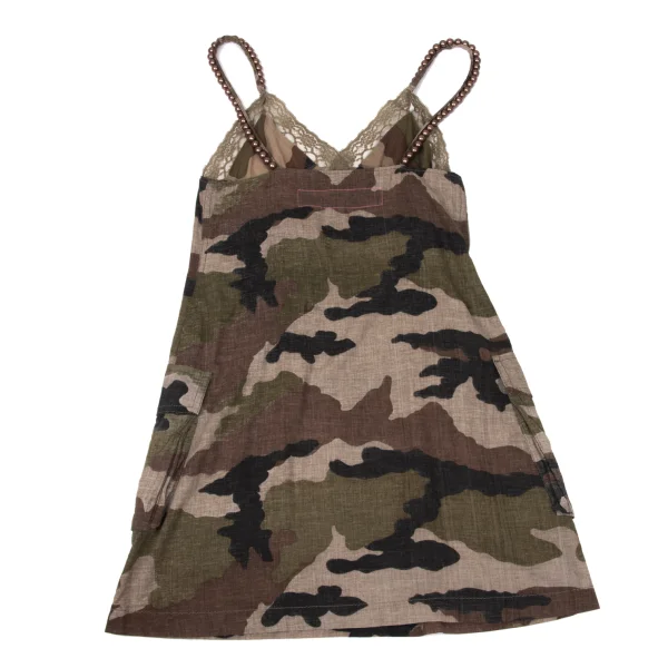JUNYA WATANABE MAN PINK Lace Switching Camouflage Pearl Shoulder Cami Top K-171319_009