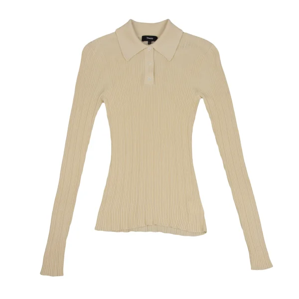 Theory Wool Rayon Rib Polo Knit K-171327_002