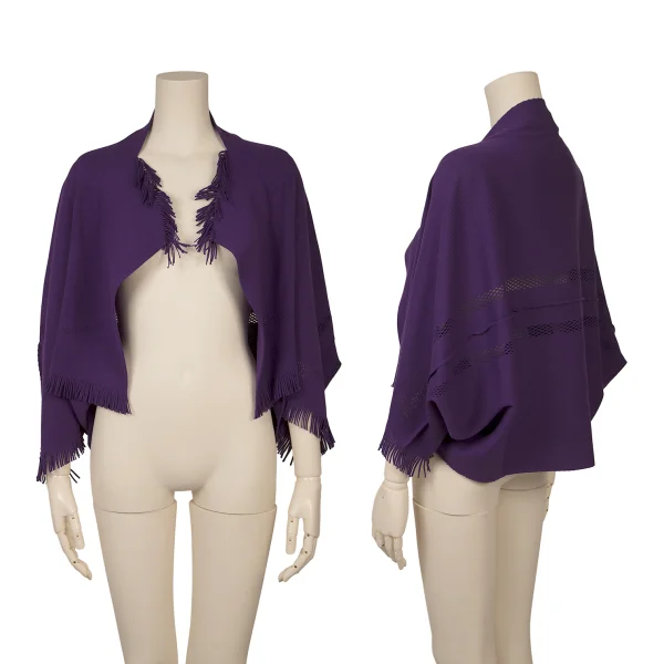 ISSEY MIYAKE A-POC INSIDE Dyed Cut-out Fringe Bolero Cardigan Purple 2 K-171340_001