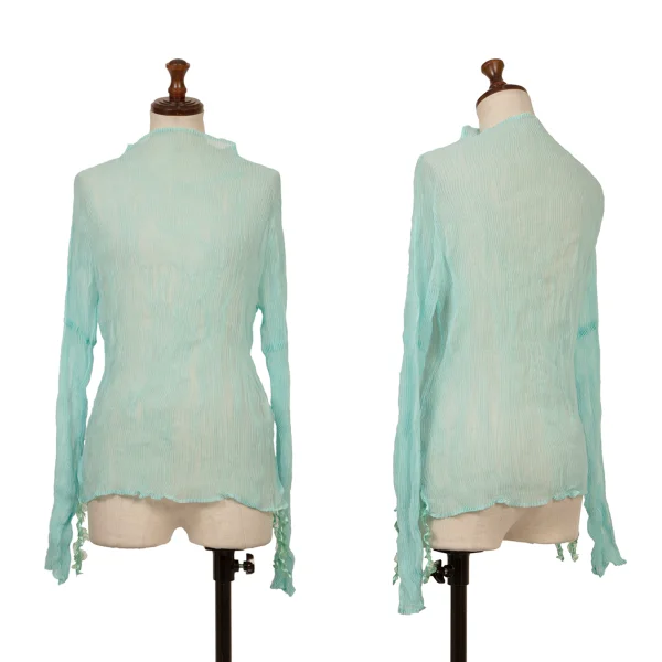 ISSEY MIYAKE FETE Hem Drawcord Sheer Pleats Top Sky blue 2 K-171349_001
