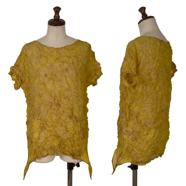 ISSEY MIYAKE Dyed Print Wrinkled Pleats T-shirt Yellow 2 K-171353_001