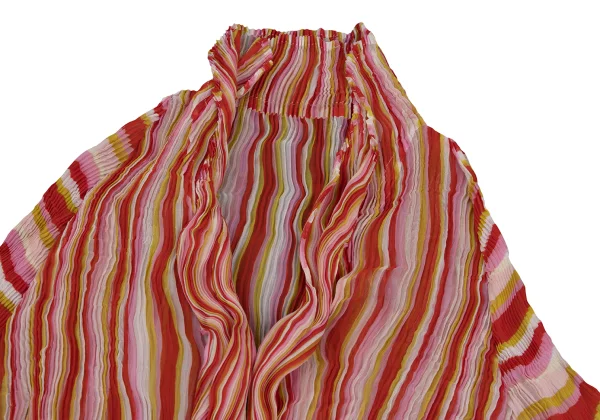 ISSEY MIYAKE Multi Color Striped Sheer Pleated Shirt K-171355_003