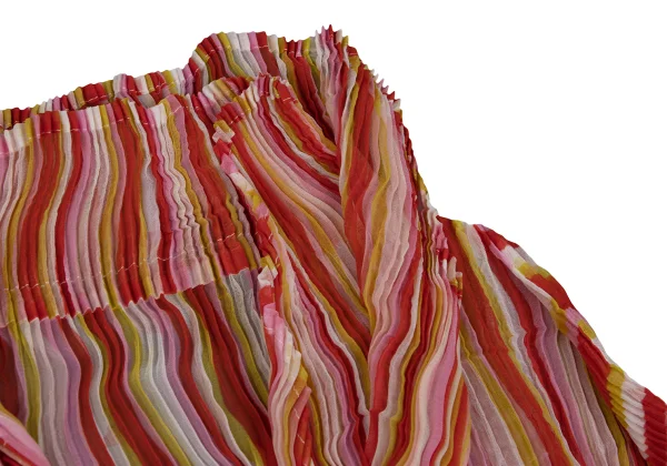 ISSEY MIYAKE Multi Color Striped Sheer Pleated Shirt K-171355_005