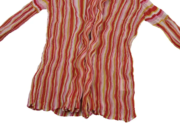 ISSEY MIYAKE Multi Color Striped Sheer Pleated Shirt K-171355_009