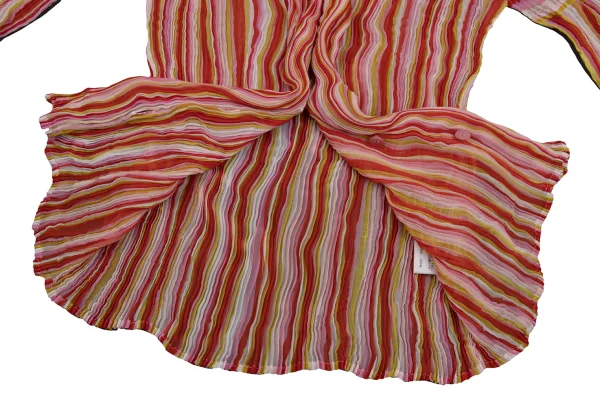 ISSEY MIYAKE Multi Color Striped Sheer Pleated Shirt K-171355_011