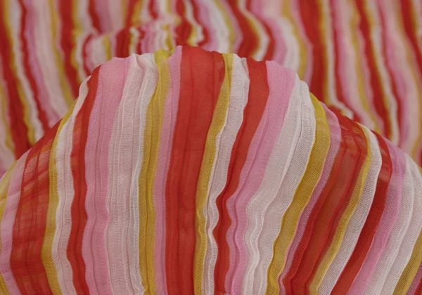 ISSEY MIYAKE Multi Color Striped Sheer Pleated Shirt K-171355_013