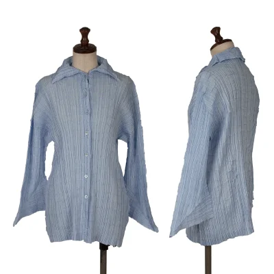 ISSEY MIYAKE Wrinkle Pleated Flare Sleeve Shirt