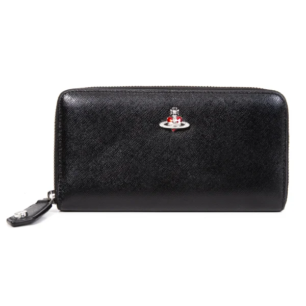 Vivienne Westwood DIAMANTE HEART Leather Wallet Black  K-171361_001