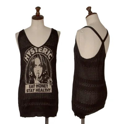 HYSTERIC GLAMOUR Girl Logo Lace Knit Tank Top
