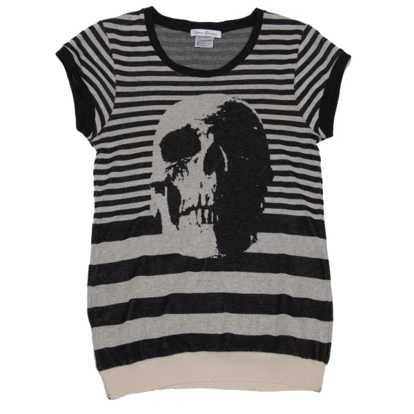 HYSTERIC GLAMOUR Skull Striped Short Sleeve Knit K-171367_002