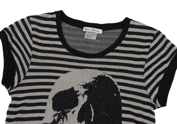 HYSTERIC GLAMOUR Skull Striped Short Sleeve Knit K-171367_003