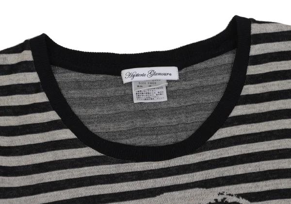 HYSTERIC GLAMOUR Skull Striped Short Sleeve Knit K-171367_004
