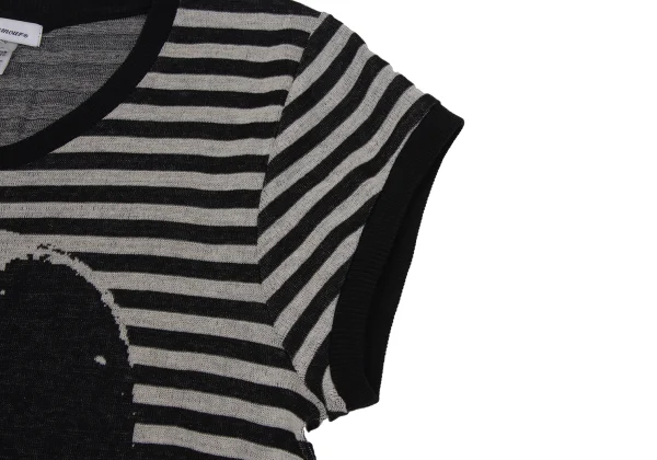 HYSTERIC GLAMOUR Skull Striped Short Sleeve Knit K-171367_005
