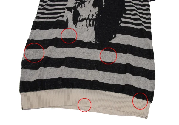 HYSTERIC GLAMOUR Skull Striped Short Sleeve Knit K-171367_006