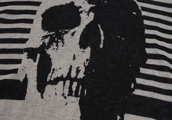 HYSTERIC GLAMOUR Skull Striped Short Sleeve Knit K-171367_012