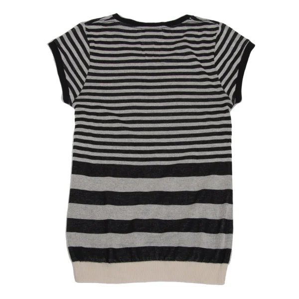 HYSTERIC GLAMOUR Skull Striped Short Sleeve Knit K-171367_015