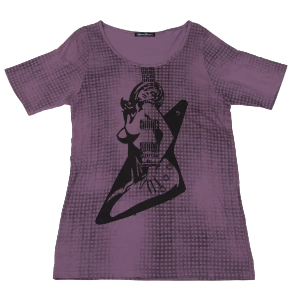 HYSTERIC GLAMOUR Girl Guitar Print T-shirt Purple F K-171368_001