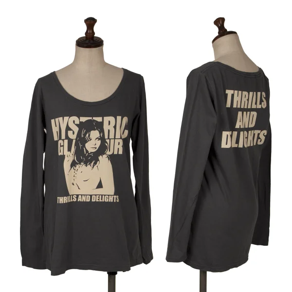 HYSTERIC GLAMOUR Girl Logo Print Top Charcoal F K-171372_001