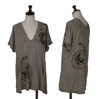 HYSTERIC GLAMOUR Ramones Logo Print Striped Top