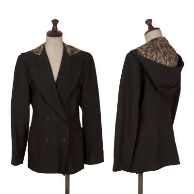 JUNIOR GAULTIER Hair Print-lined Wool Hooded Jacket