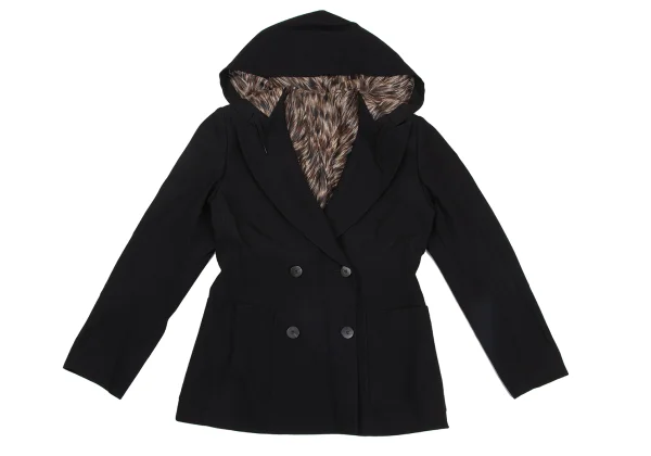 JUNIOR GAULTIER Hair Print-lined Wool Hooded Jacket K-171376_002