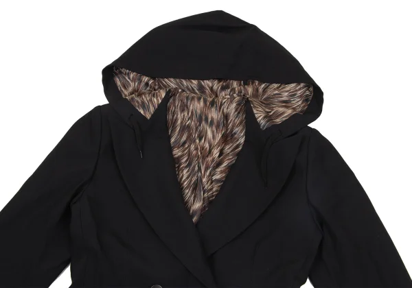 JUNIOR GAULTIER Hair Print-lined Wool Hooded Jacket K-171376_003