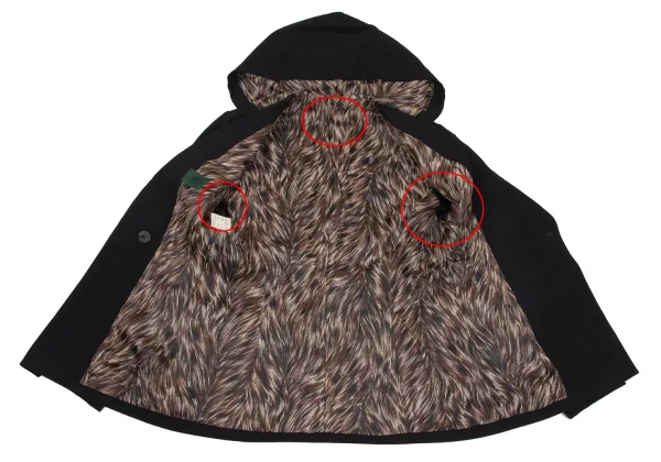 JUNIOR GAULTIER Hair Print-lined Wool Hooded Jacket K-171376_013