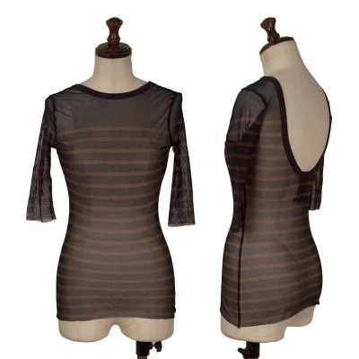Jean Paul GAULTIER CLASSIQUE Stripe Back Open Mesh T Shirt