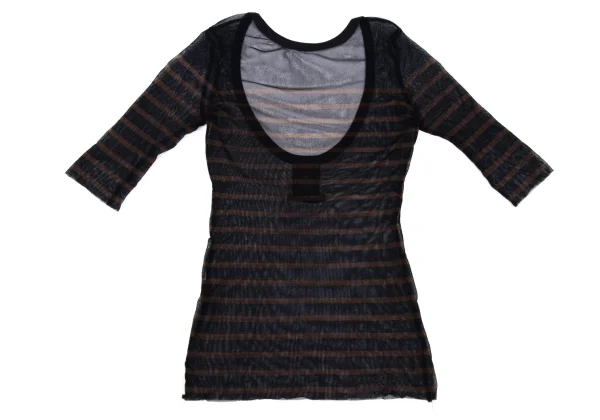 Jean Paul GAULTIER CLASSIQUE Stripe Back Open Mesh T Shirt K-171382_002