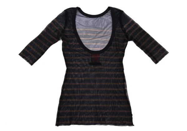 Jean Paul GAULTIER CLASSIQUE Stripe Back Open Mesh T Shirt K-171382_007