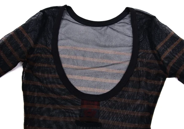 Jean Paul GAULTIER CLASSIQUE Stripe Back Open Mesh T Shirt K-171382_008